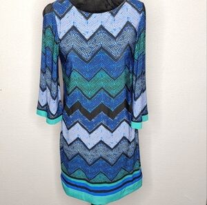 Eliza J Chevron Patterned Dress with 3/4 Sleeves‎ Size 8 #886